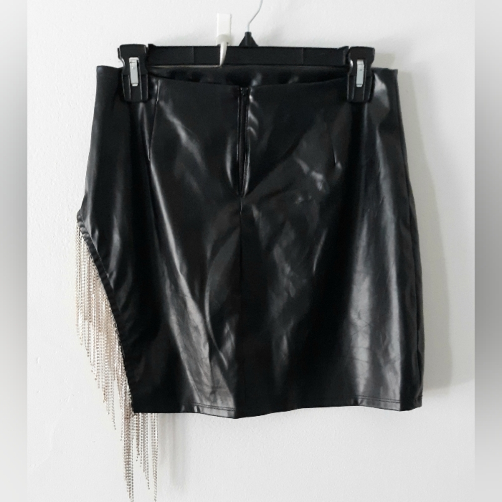 Windsor Faux Leather Rhinestone Skirt - Picture 4 of 7